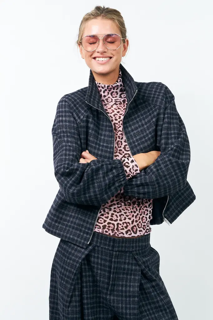 Lolly's Laundry Mae Jacket - Dark Blue Check