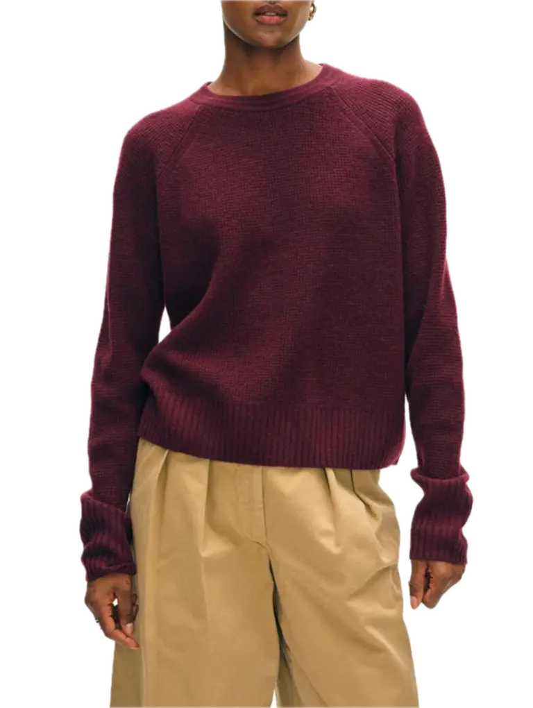 White & Warren Waffle Sweatshirt - Sangria