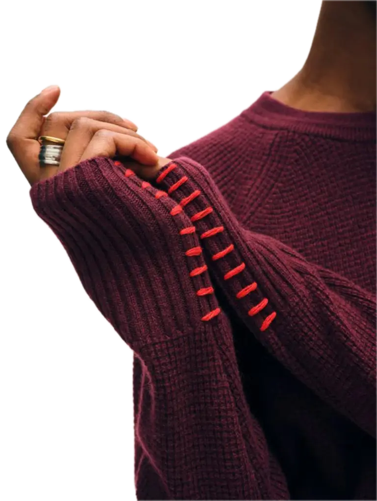 White & Warren Waffle Sweatshirt - Sangria