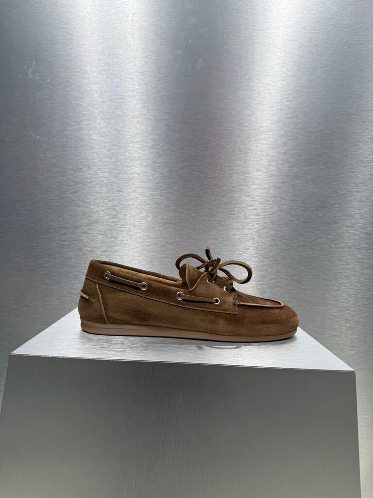 Posa Boat Loafer Brushed Suede - Dark Brown