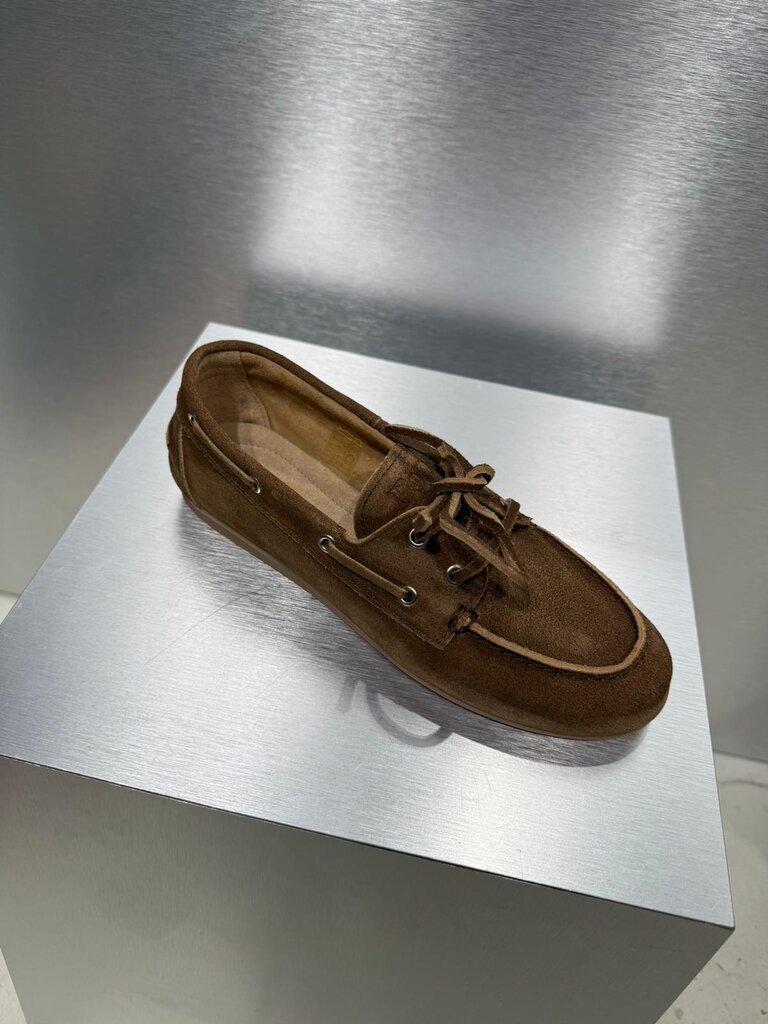 Posa Boat Loafer Brushed Suede - Dark Brown