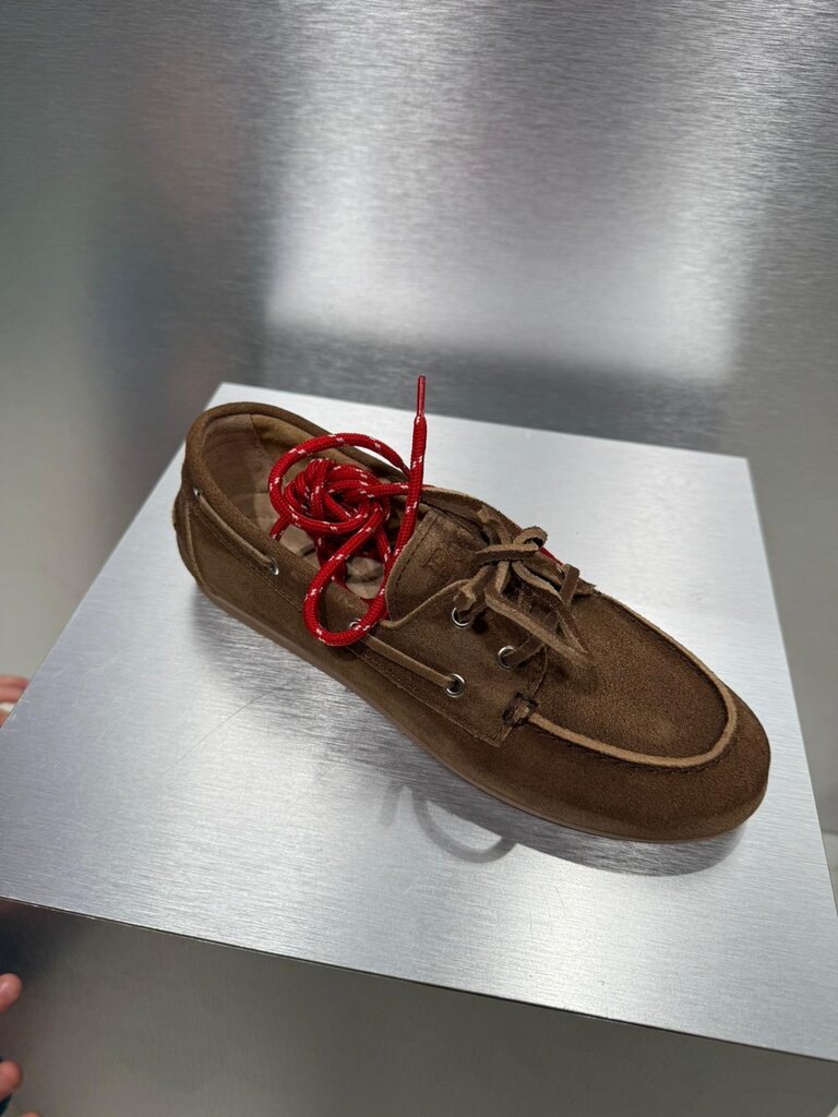 Posa Boat Loafer Brushed Suede - Dark Brown