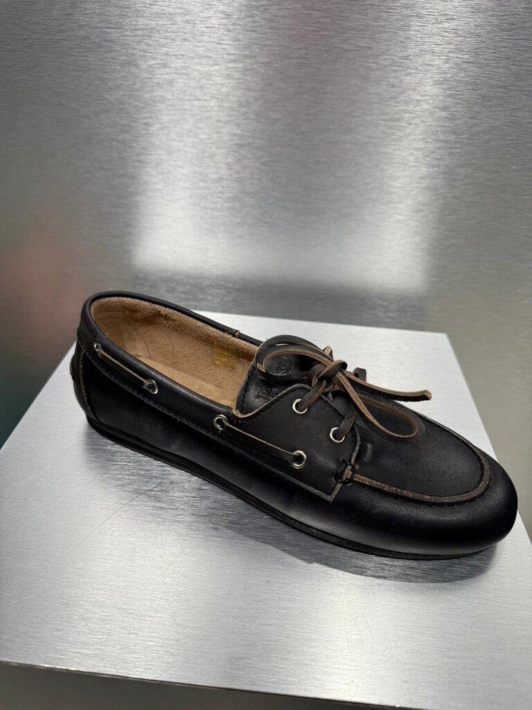 Posa Boat Loafer Brushed Leather - Black
