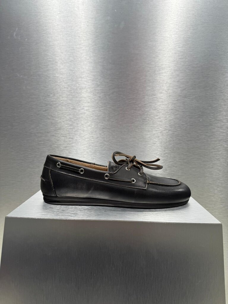 Posa Boat Loafer Brushed Leather - Black