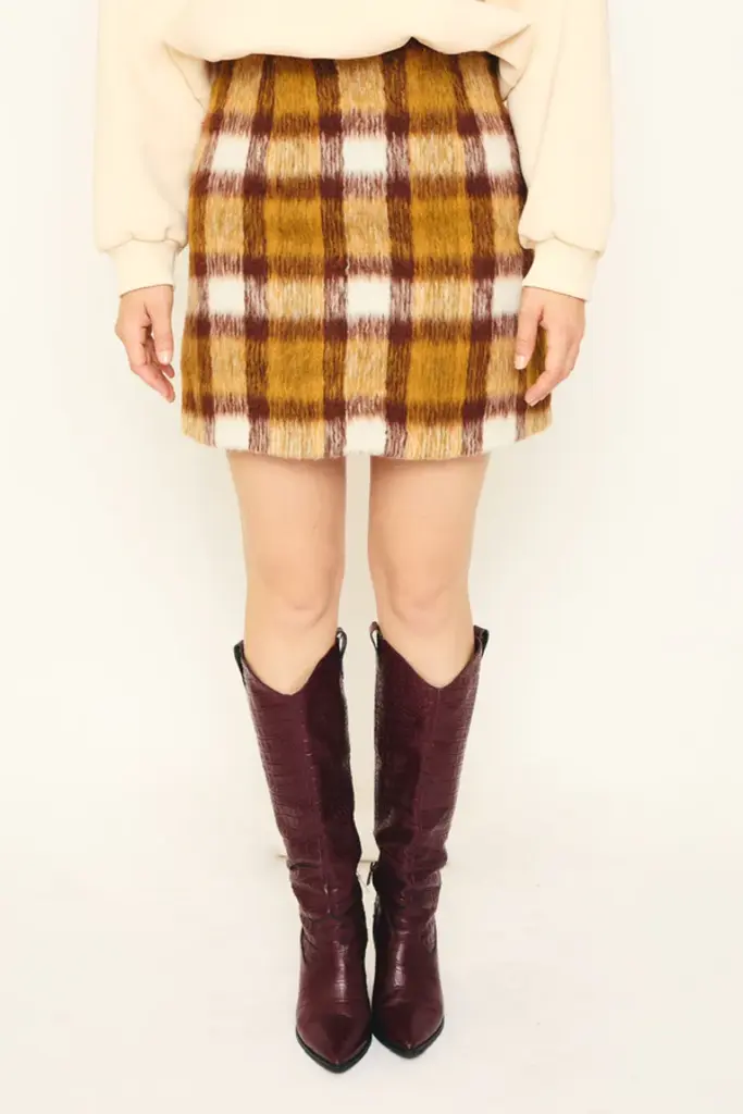 RE/BORN Alva Skirt - Brown Check