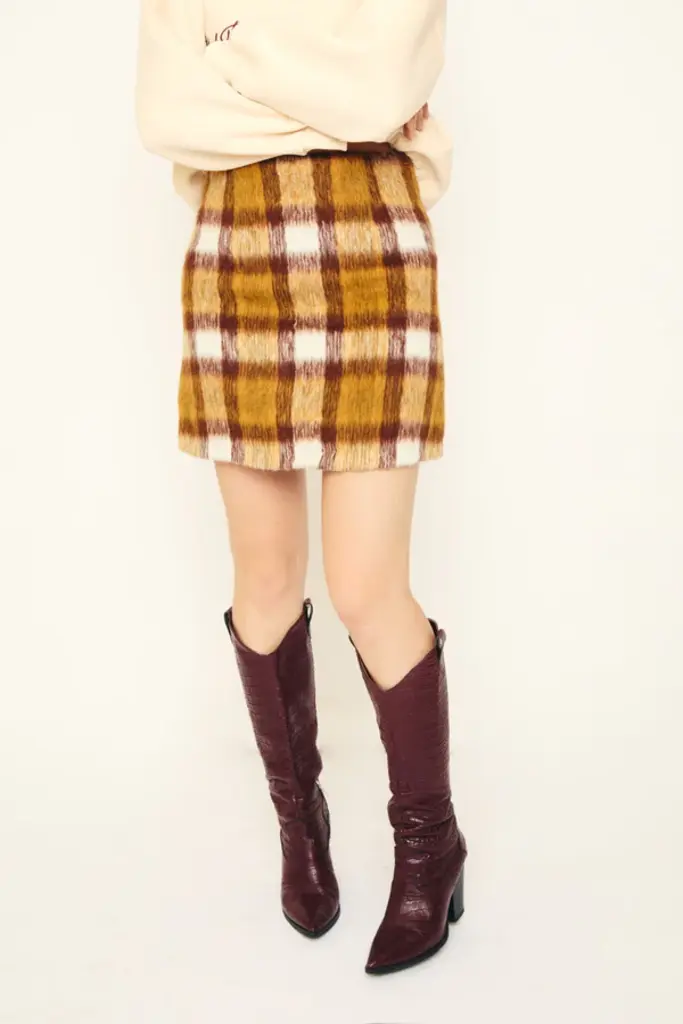 RE/BORN Alva Skirt - Brown Check
