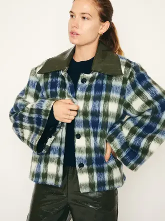 RE/BORN Kaia Jacket - Military/Dark Blue Check
