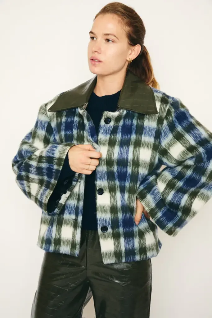 RE/BORN Kaia Jacket - Military/Dark Blue Check