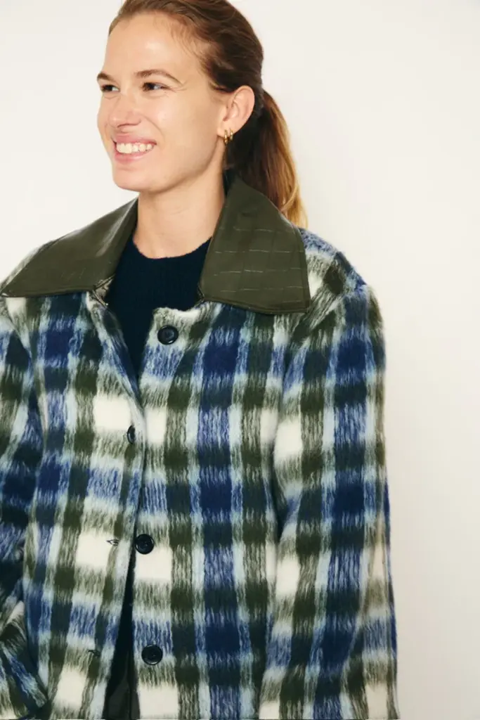 RE/BORN Kaia Jacket - Military/Dark Blue Check