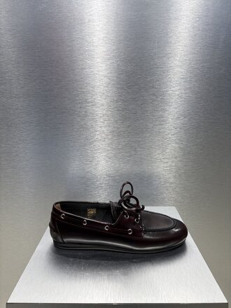 Posa Boat Loafer Brushed Box Leather - Burgundy