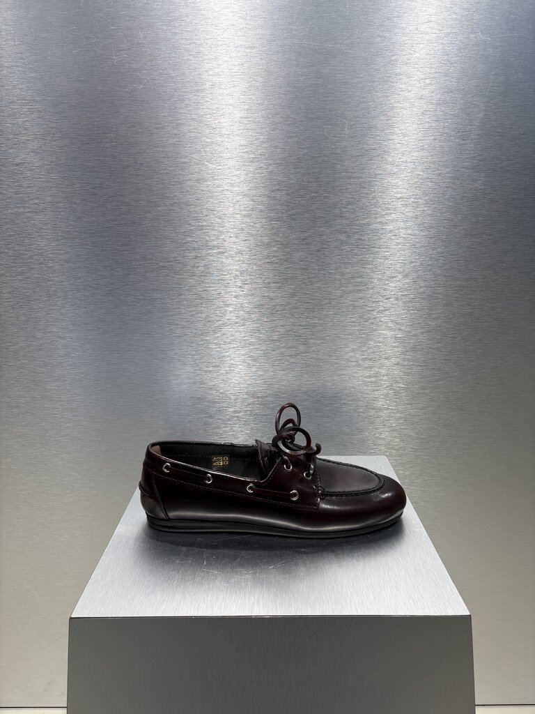 Posa Boat Loafer Brushed Box Leather - Burgundy