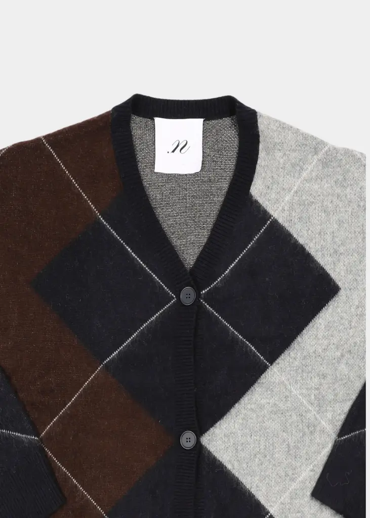 NOTED Benny Cardigan - Dark Brown/White