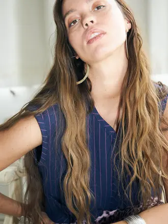 Lolly's Laundry Abbey Vest - Dark Navy/Pink