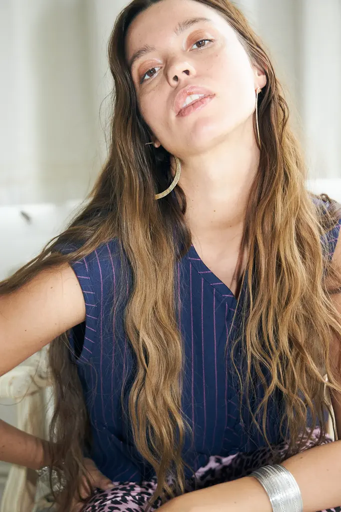 Lolly's Laundry Abbey Vest - Dark Navy/Pink