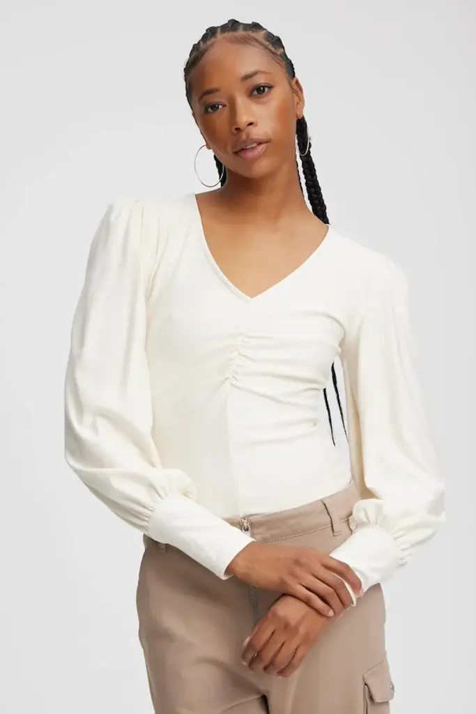 Gestuz Rifa V-Neck Blouse - Egret