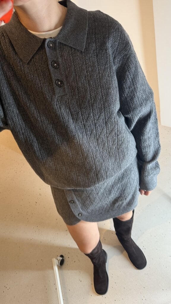 The Garment Como Mini Cable Skirt - Grey Melange