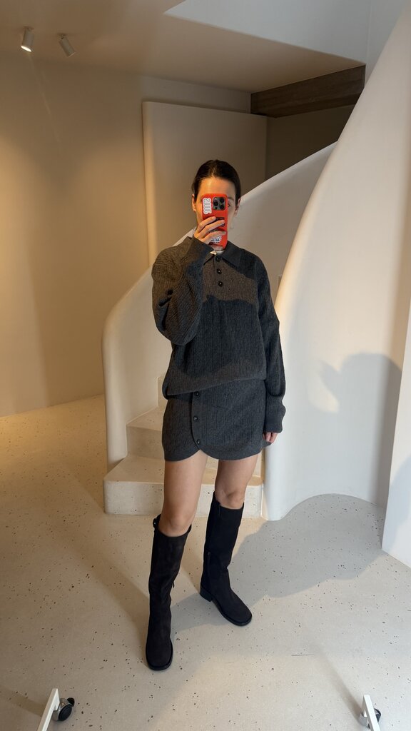 The Garment Como Cable Polo - Grey Melange