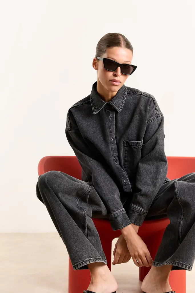 Studio Clique Vicky denim shirt - Overdye black