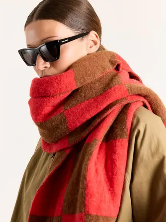 Studio Clique Suzy scarf - Red/ brown checks