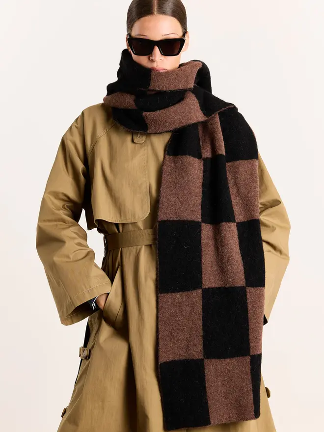 Suzy scarf - Camel/ grey checks - JUULS