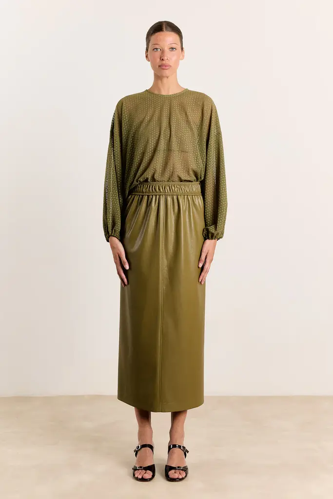 Studio Clique Beatrice skirt - Vegan leather olive