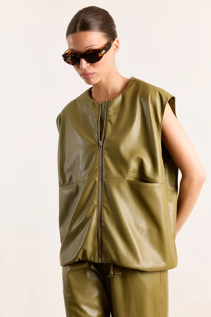 Studio Clique Teddy jacket - Vegan leather olive