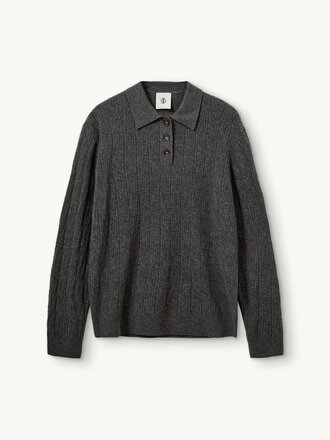 The Garment Como Cable Polo - Grey Melange