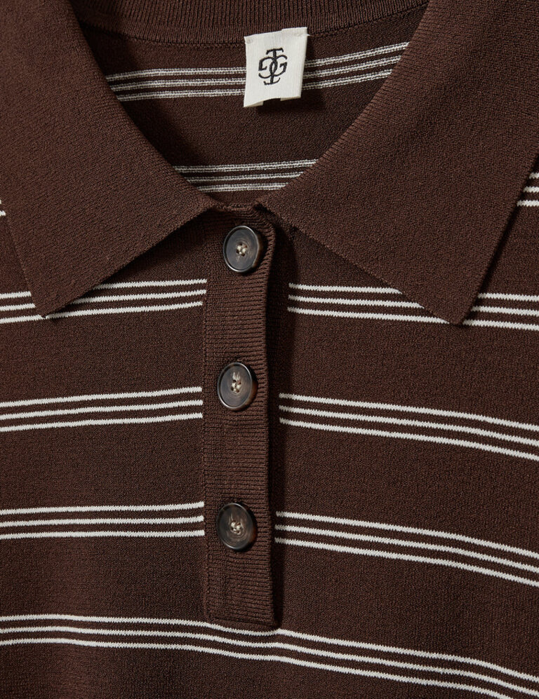 The Garment Madison Polo - Espresso/Ecru Stripe