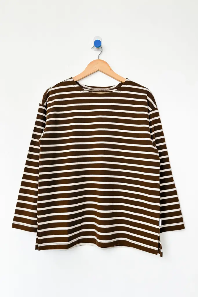 Le Bon Shoppe Marseille top - White stripe/ coffee