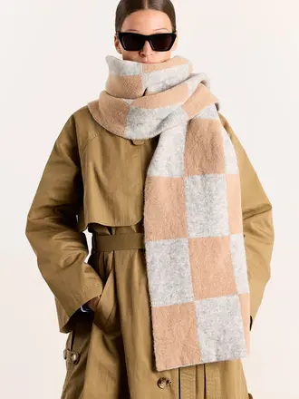 Studio Clique Suzy Scarf - Camel/Grey Checks