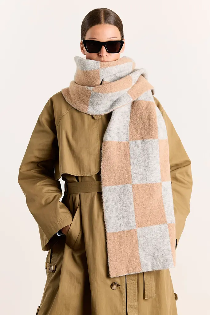 Studio Clique Suzy Scarf - Camel/Grey Checks