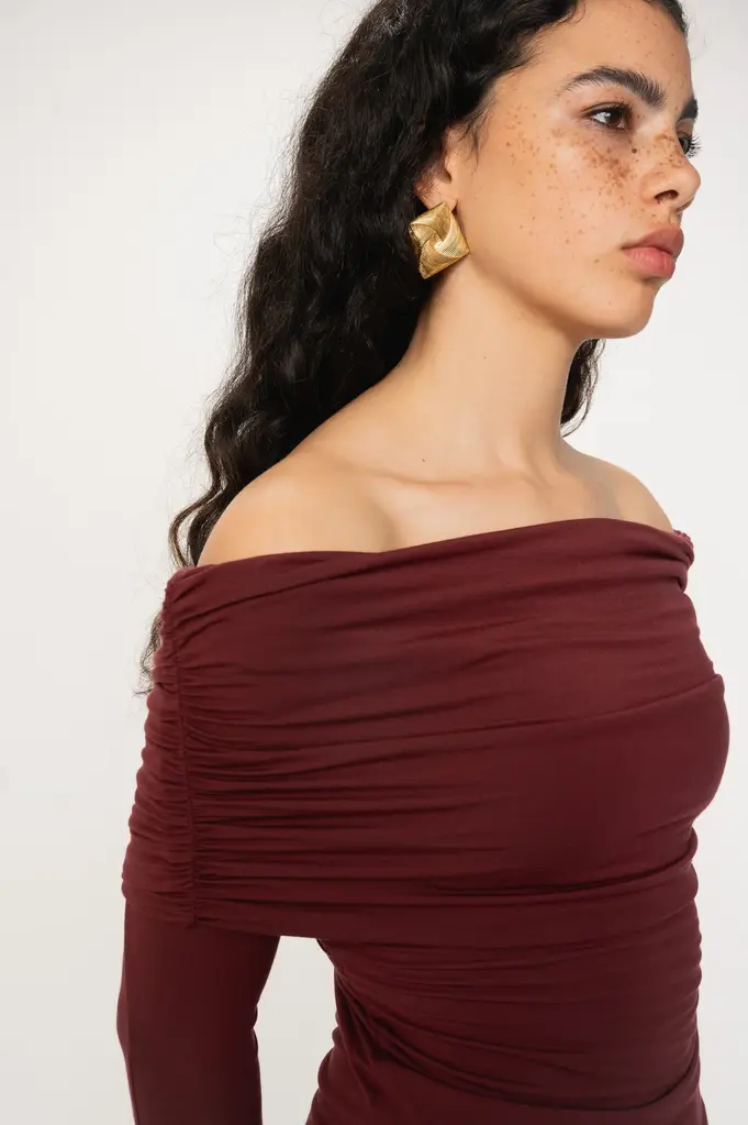 Viveh Boxus Top - Burgundy
