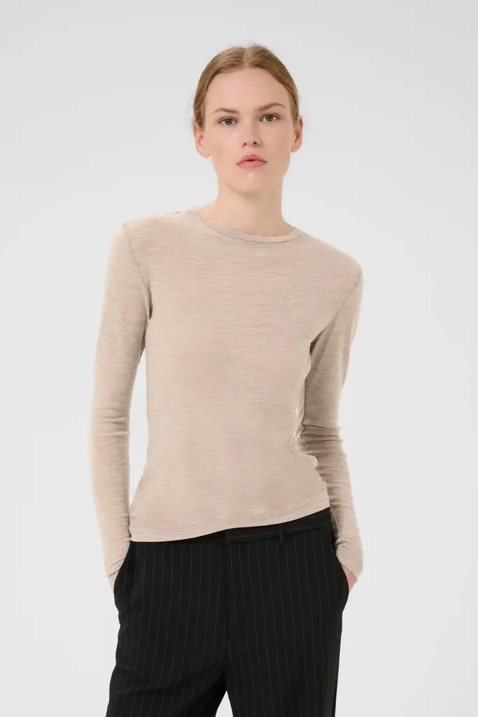 Gestuz Ninia wool roundneck - Sand melange