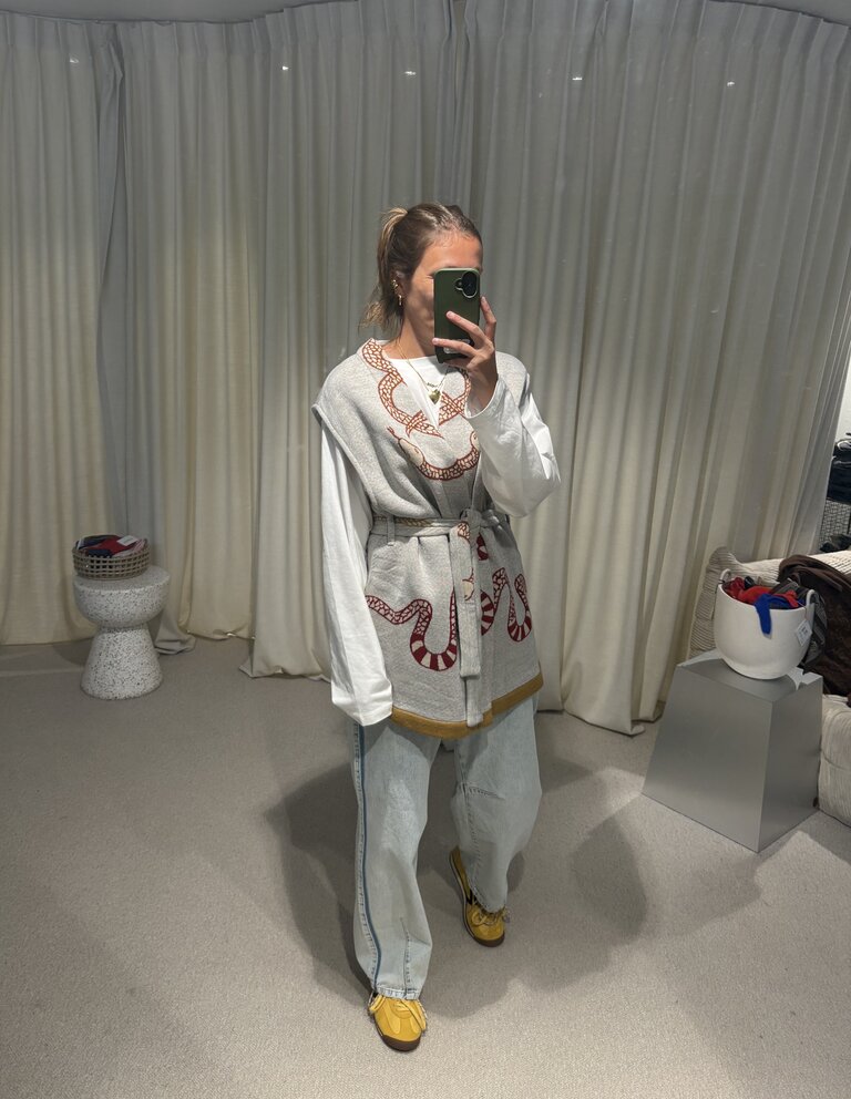 AVDW Snake Sleeveless Cardigan - Ecru