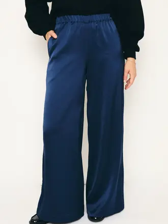 RE/BORN Tina satin pants - Dark blue