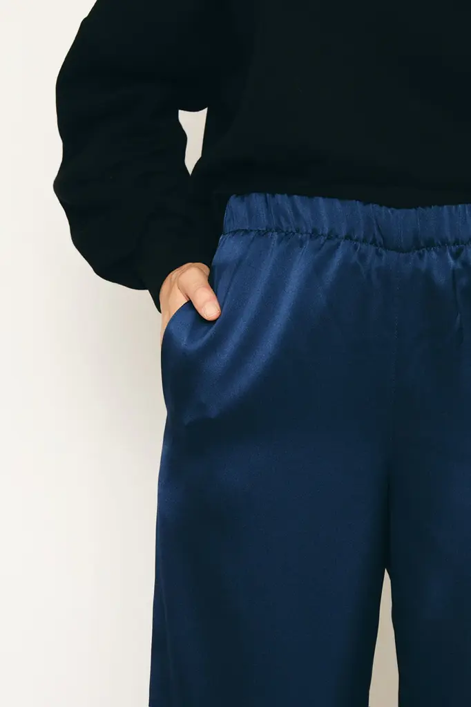RE/BORN Tina satin pants - Dark blue