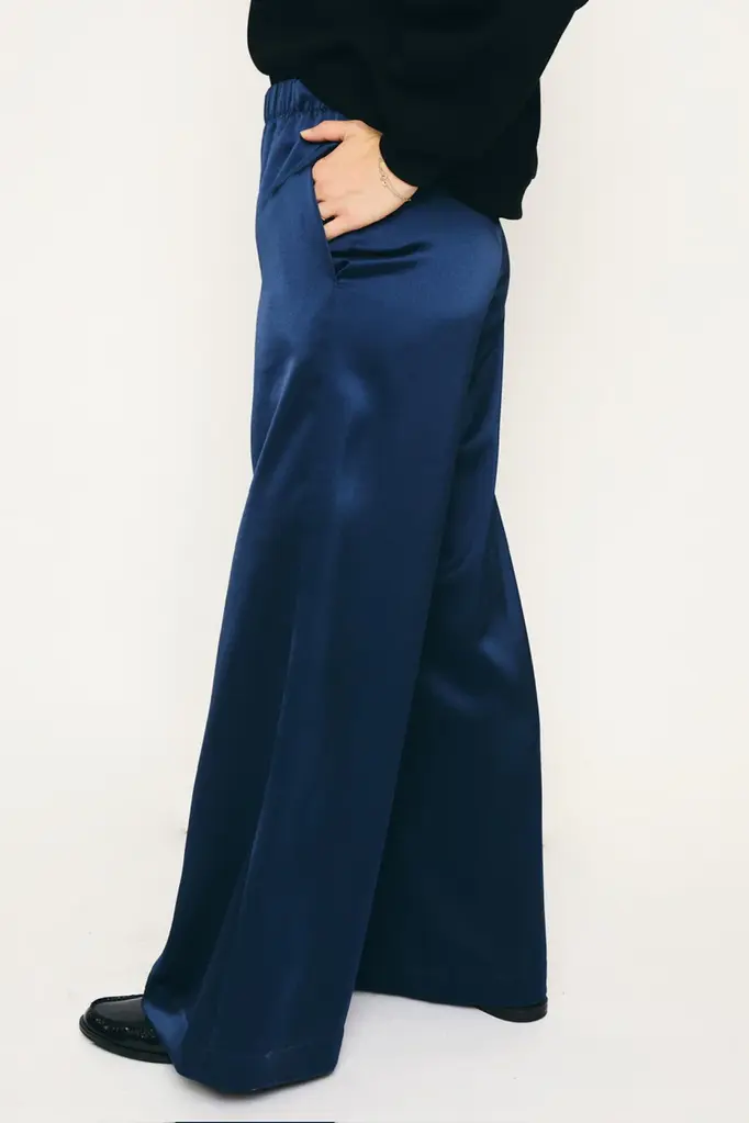RE/BORN Tina satin pants - Dark blue