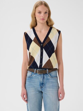 Gestuz Manzi Multi Waistcoat - Sky Captain/Brown