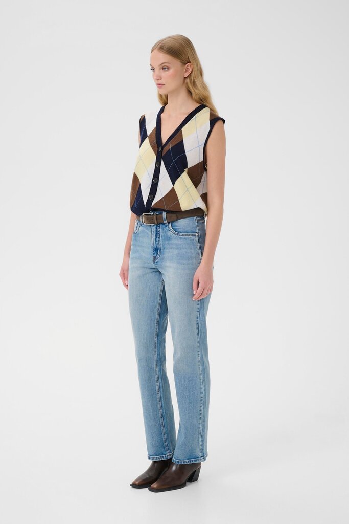 Gestuz Manzi Multi Waistcoat - Sky Captain/Brown