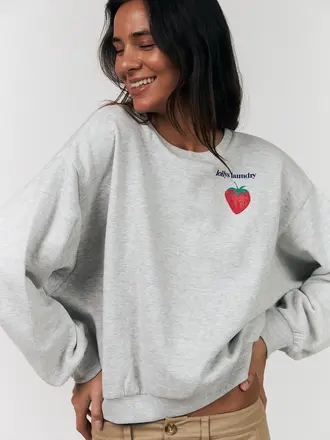 Lolly's Laundry Sydney Sweatshirt Strawerry - Light Grey Melange