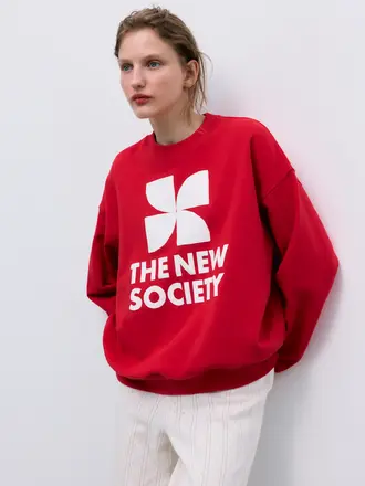 The New Society TNS Logo Sweatshirt - Tulip Red