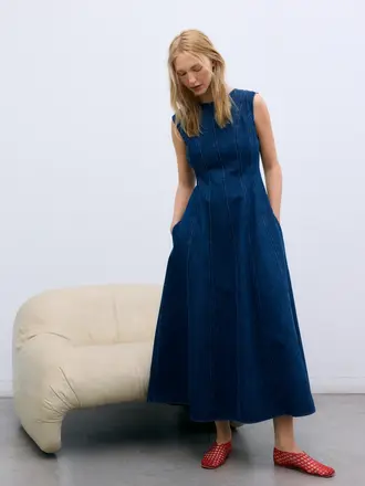 The New Society TNS Denim Dress - Indigo Denim