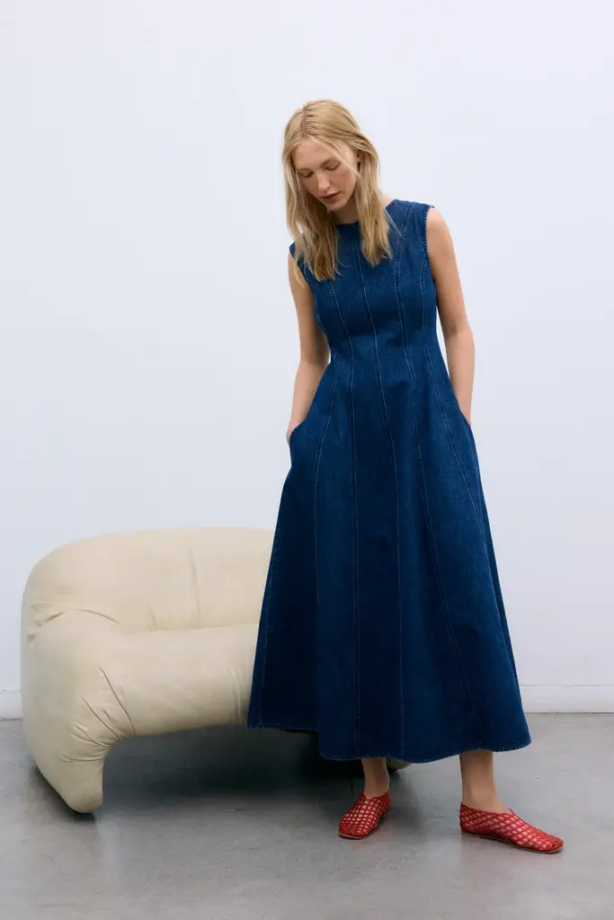 The New Society TNS Denim Dress - Indigo Denim