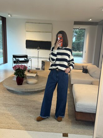 The New Society Musa Jumper - Summer Midnight Stripe