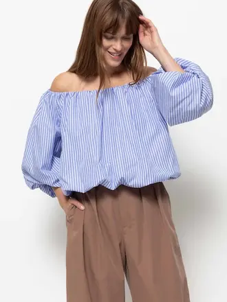 Âme Antwerp Now Top - White & Blue Stripe