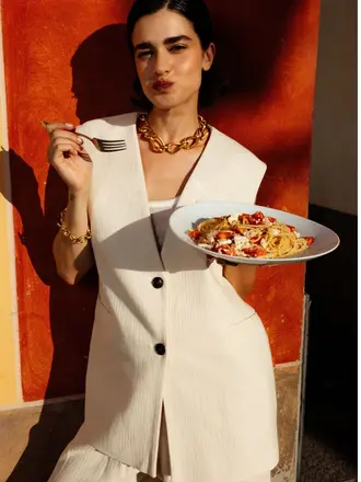 Âme Antwerp Noble Sleeveless Blazer - Ecru