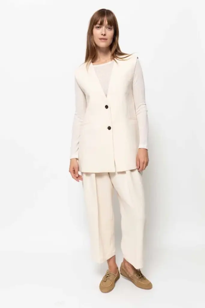 Âme Antwerp Noble Sleeveless Blazer - Ecru