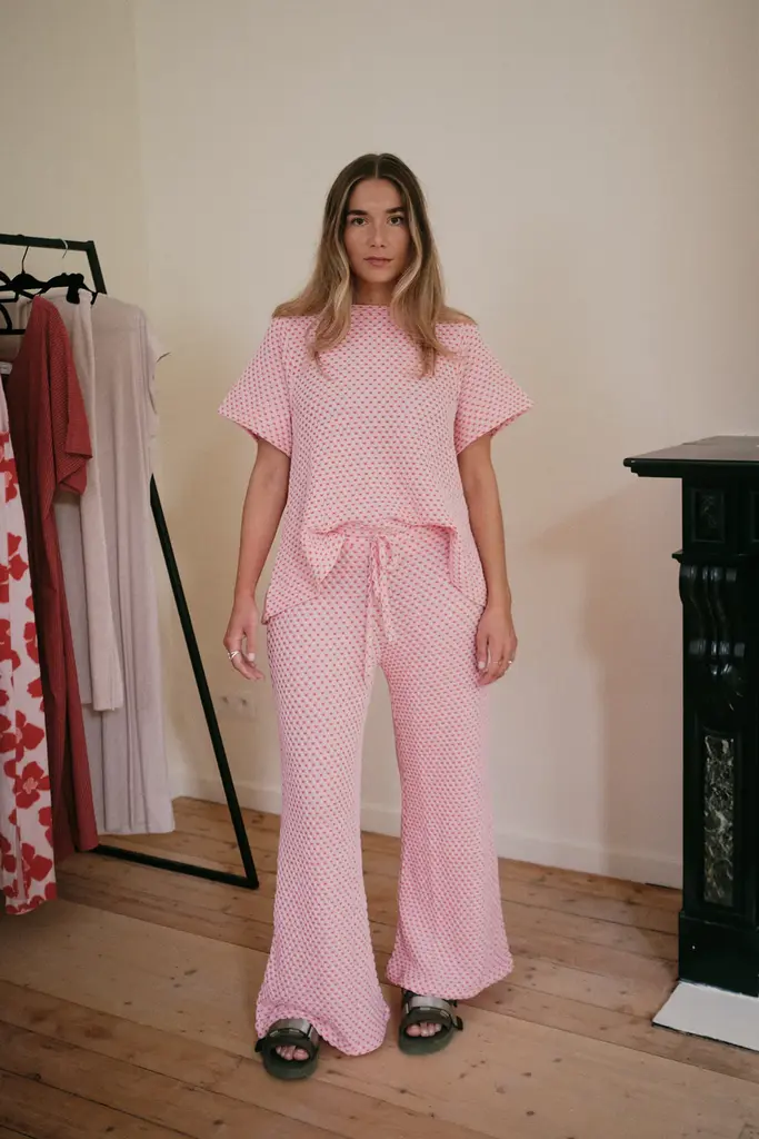 Love Sundaily Bun Bun Pants - Jacquard Pink/Red