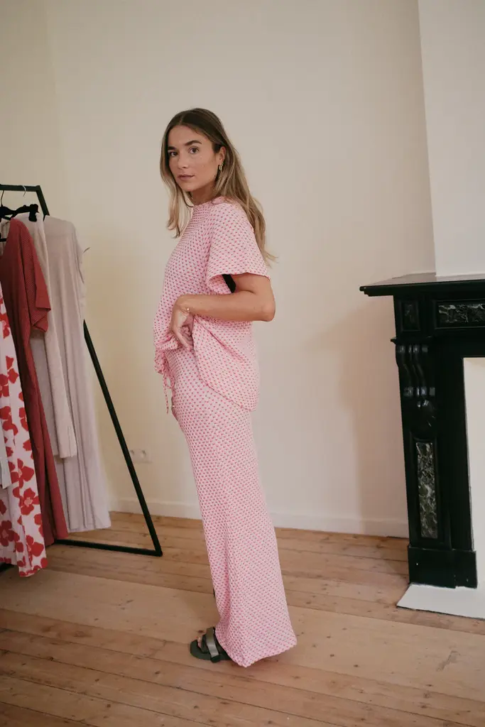 Love Sundaily Bun Bun Pants - Jacquard Pink/Red