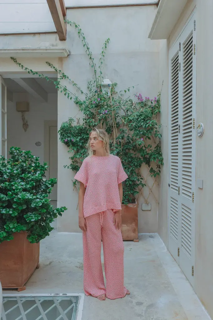 Love Sundaily Valma T-Shirt - Jacquard Pink/Red